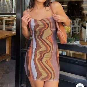 Motel Bexley Dress Earthy Gradient Brown